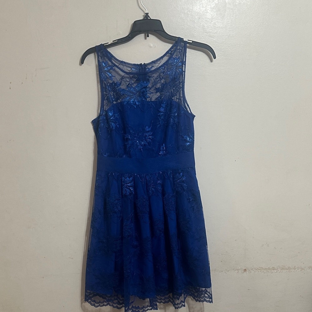 BB Dakota Royal Blue Lace Overlay Dress